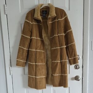 dennis basso Camel Tan Faux Shearling Coat